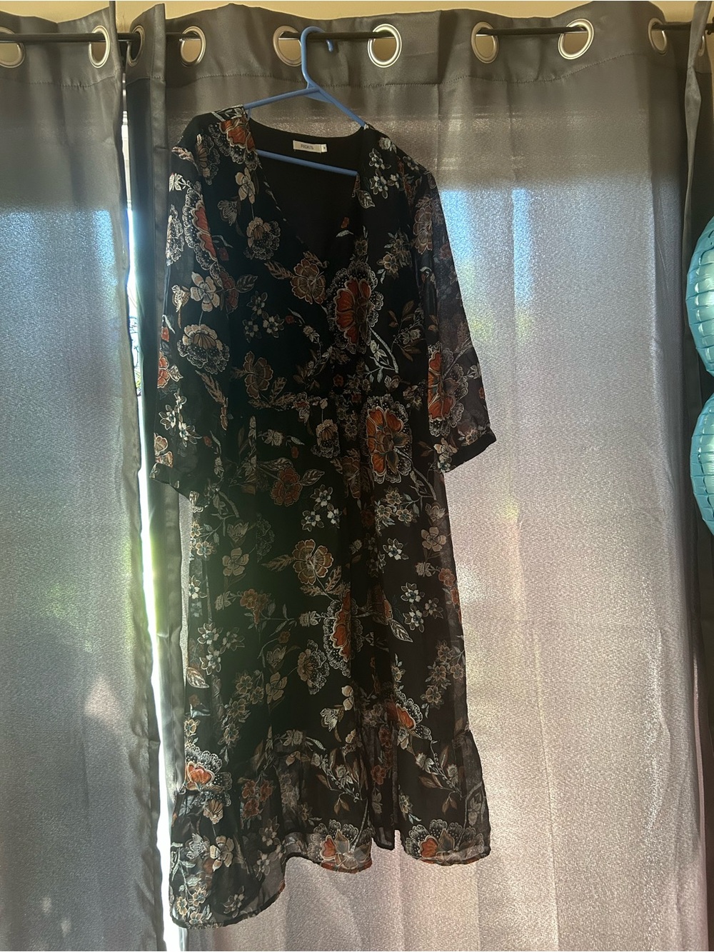 Ricki's Black Floral Dress with Orange and Cream Accents